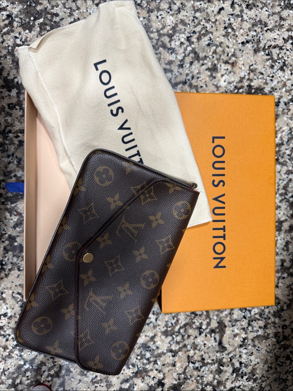 Louis Vuitton Brown Monogram Félicie Pochette with Red Interior